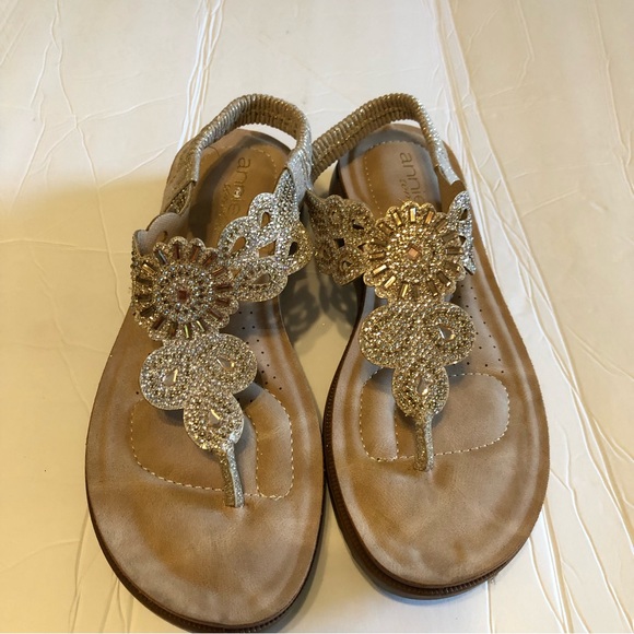 Annie Comfort Shoes Annie Comfort Sandals Size 7w Rhine Stones Nwob